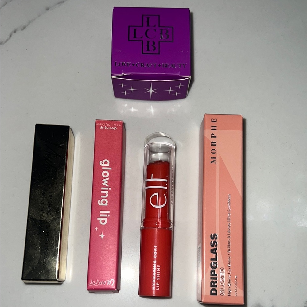 NEW Morphe Dripglass, Elf Lip Shine Colourpop Glowing Lip, Mischo Lip Love Craft